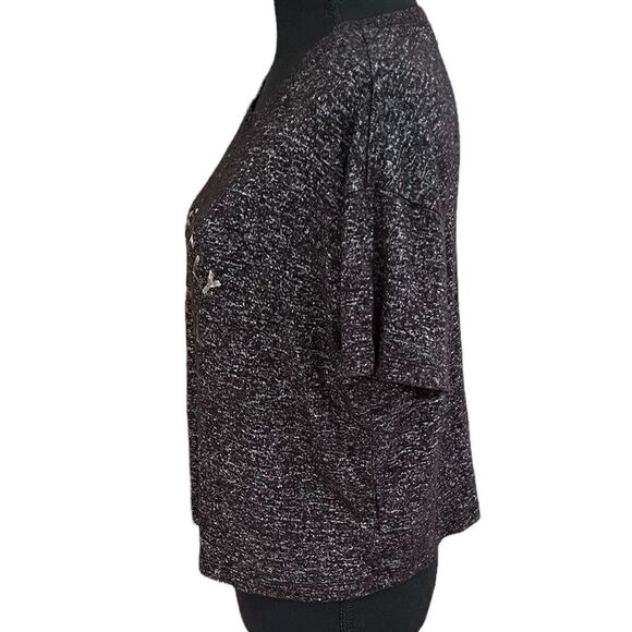 Old Navy black/white marled look top with graphic lettering, size S - Picture 2 of 5